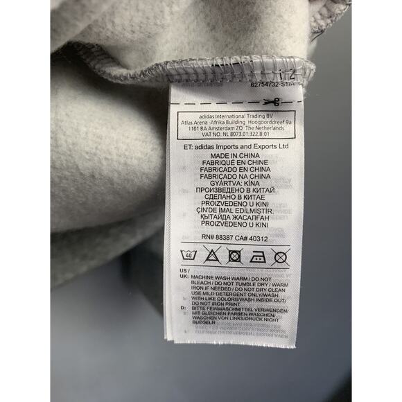 Adidas Pullover Sweatshirt Mens Medium Gray Stripes Solid Long Sleeve Crew Neck - Picture 5 of 6